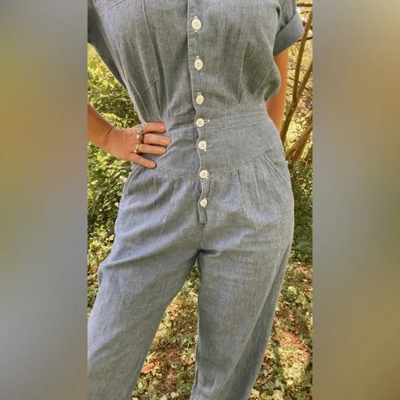 Vintage blue chambray jumpsuit - Picture 6 of 11